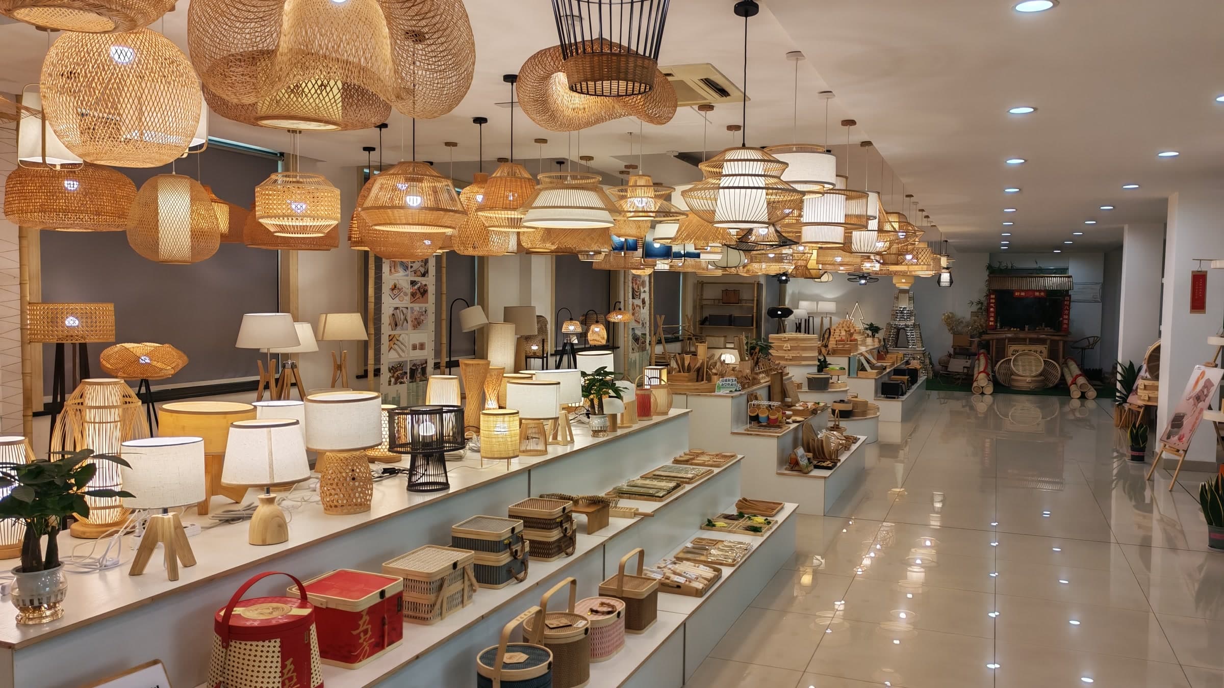 Bamboo lighting and product showroom