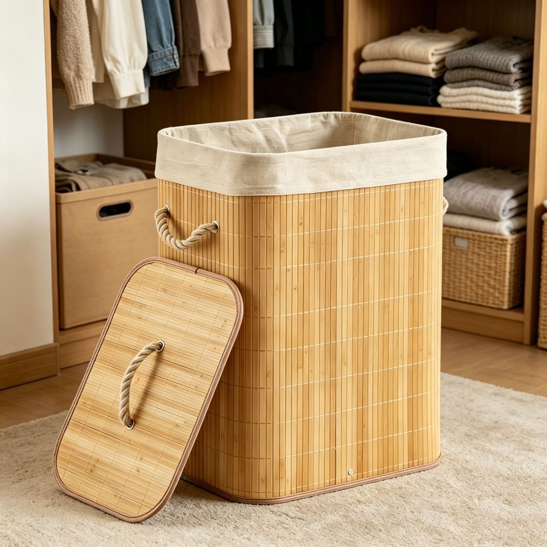 Bamboo laundry basket