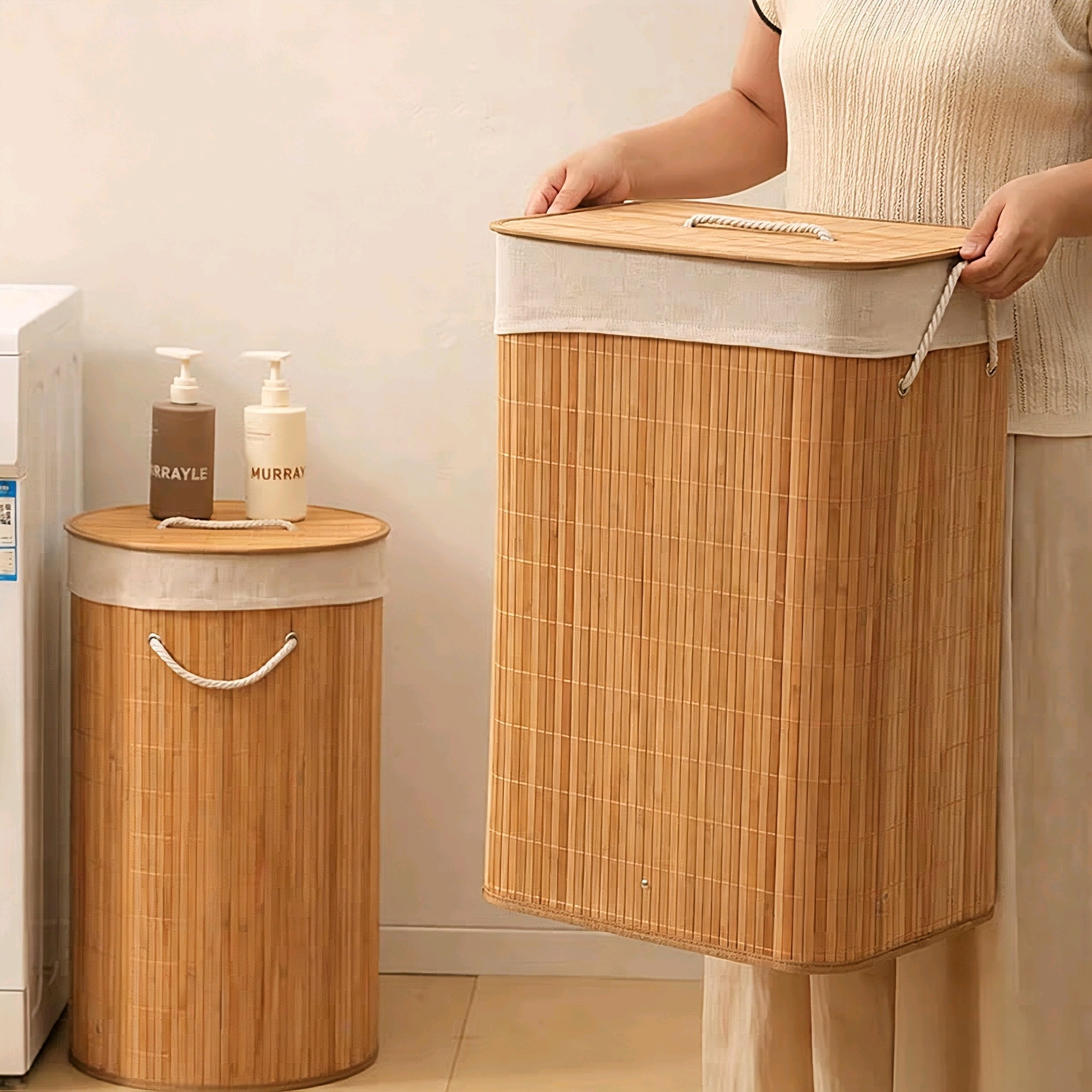 Bamboo laundry baskets